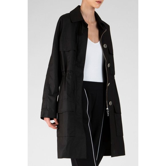 ATM NWT Black XS Trench Coat Jacket Pockets Zip Extra Small
